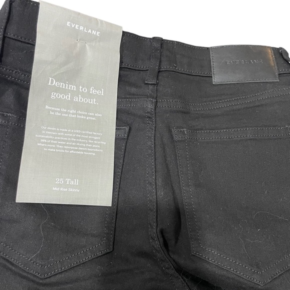 NWT Everlane Black Mid Rise Skinny Tall Jeans-Size 25 - Picture 2 of 7